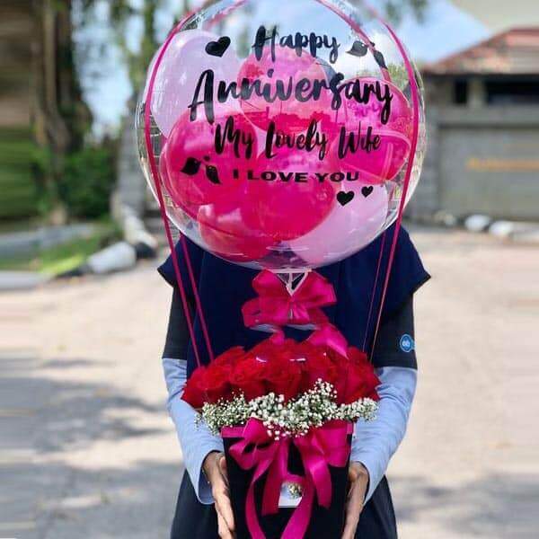 Personalized Floral Balloon Box