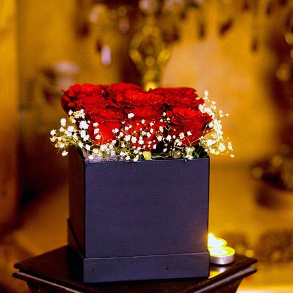 Imported Red Roses in Square Box