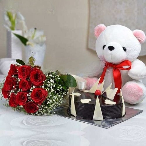  24 Roses & Teddy Gift Set 
