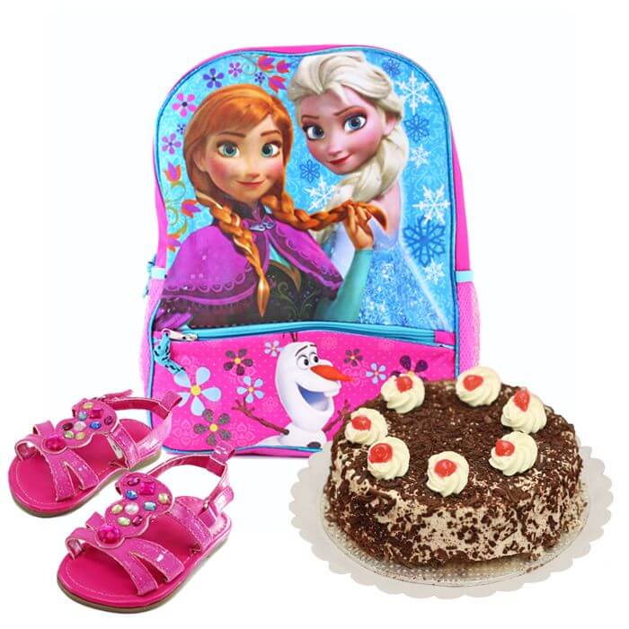 SchoolBagWithBlackForestCake_Sandals