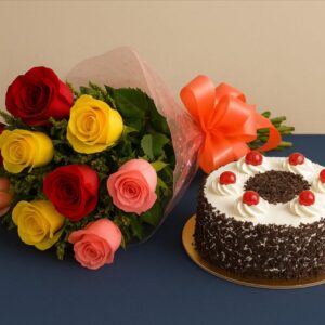 1 Pound Cake and Mix Color Roses