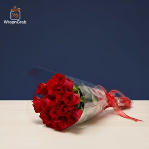 1 Dozen Imported Red Roses Plastic Wrap
